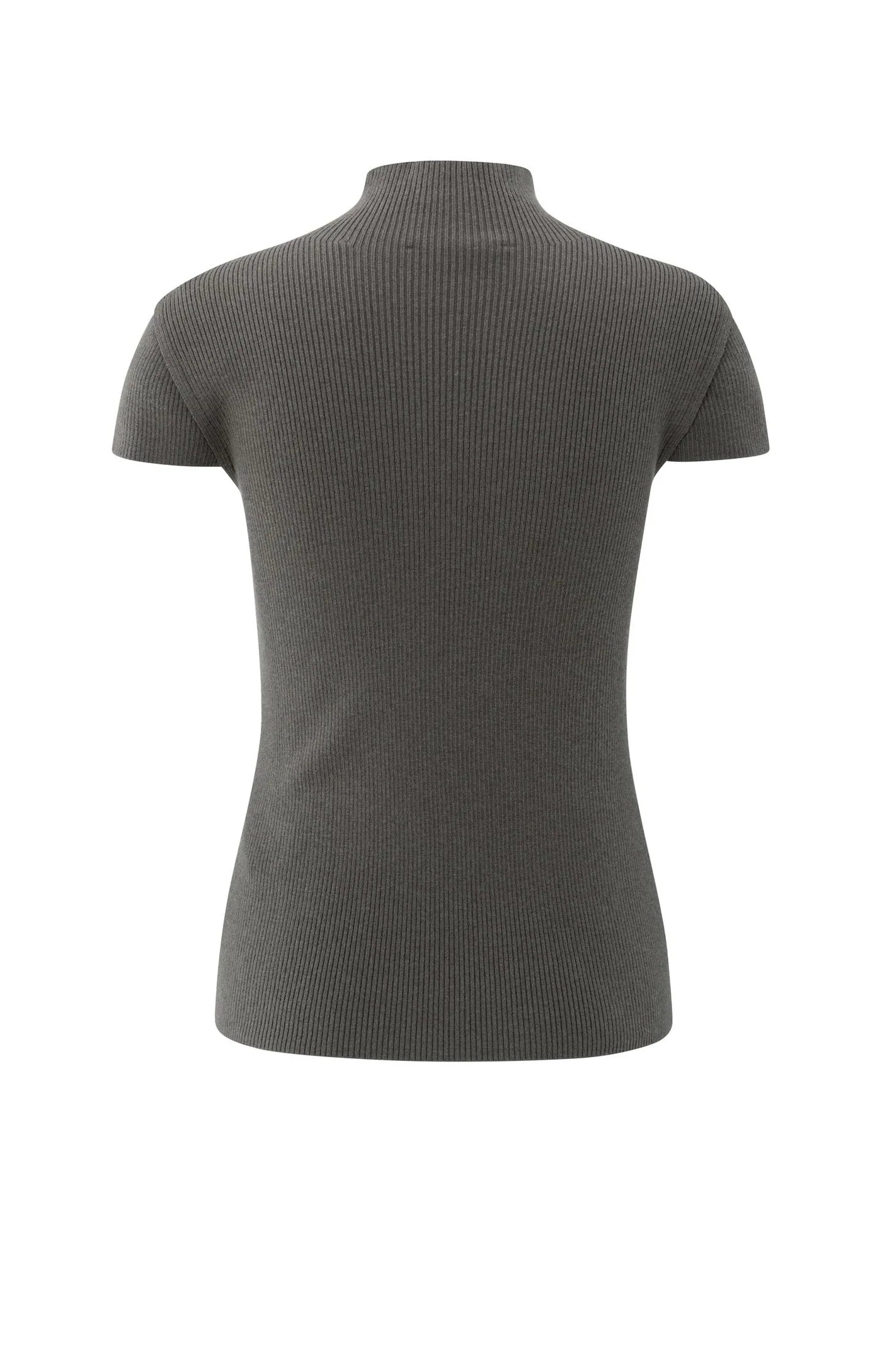 YAYA - Rib Fitted Top in Dark Taupe Grey