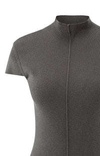 YAYA - Rib Fitted Top in Dark Taupe Grey