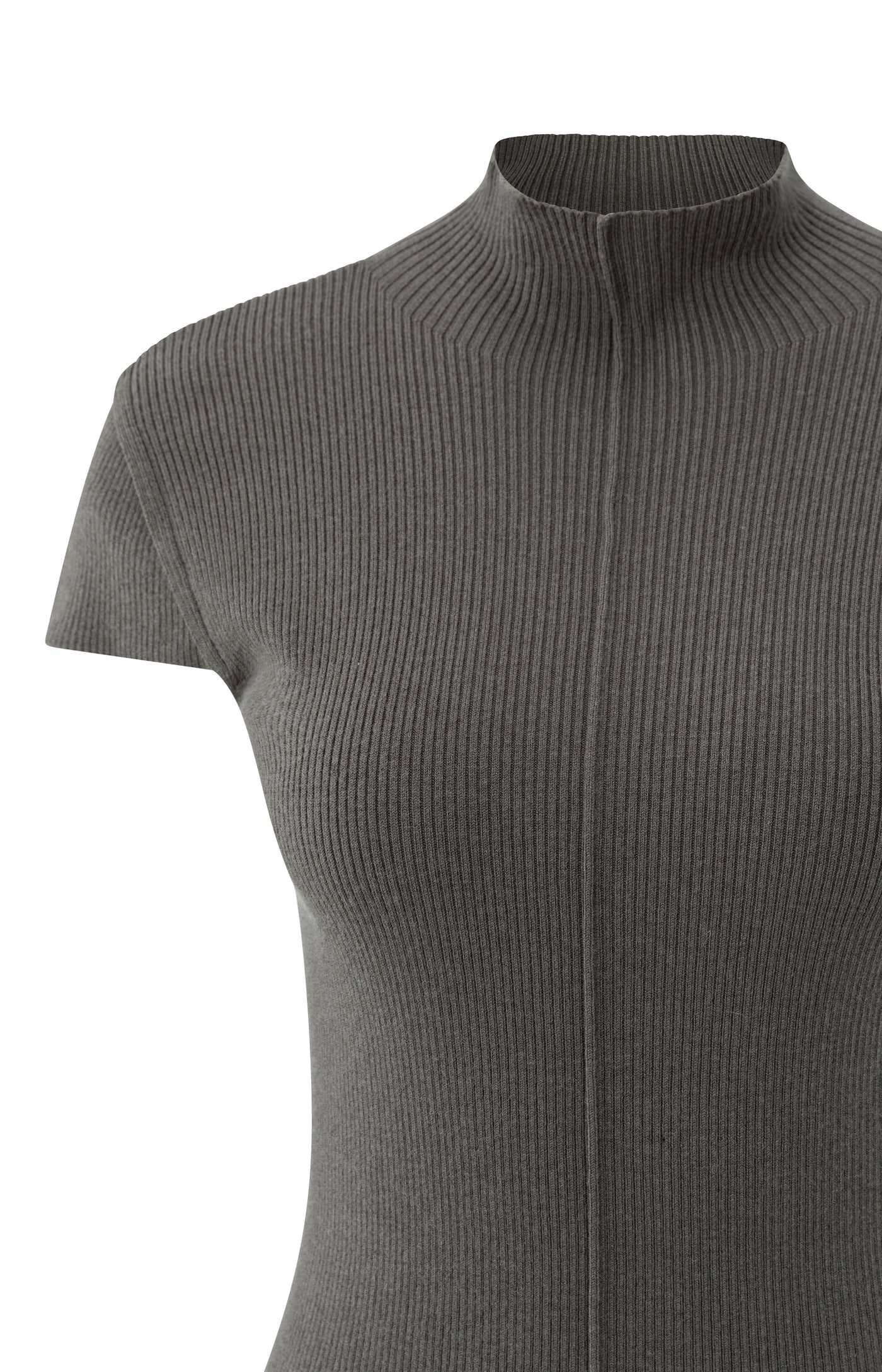 YAYA - Rib Fitted Top in Dark Taupe Grey