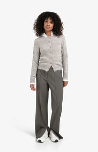 YAYA - Cardigan with Trim Detail in Taupe Grey Melange