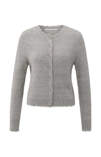 YAYA - Cardigan with Trim Detail in Taupe Grey Melange