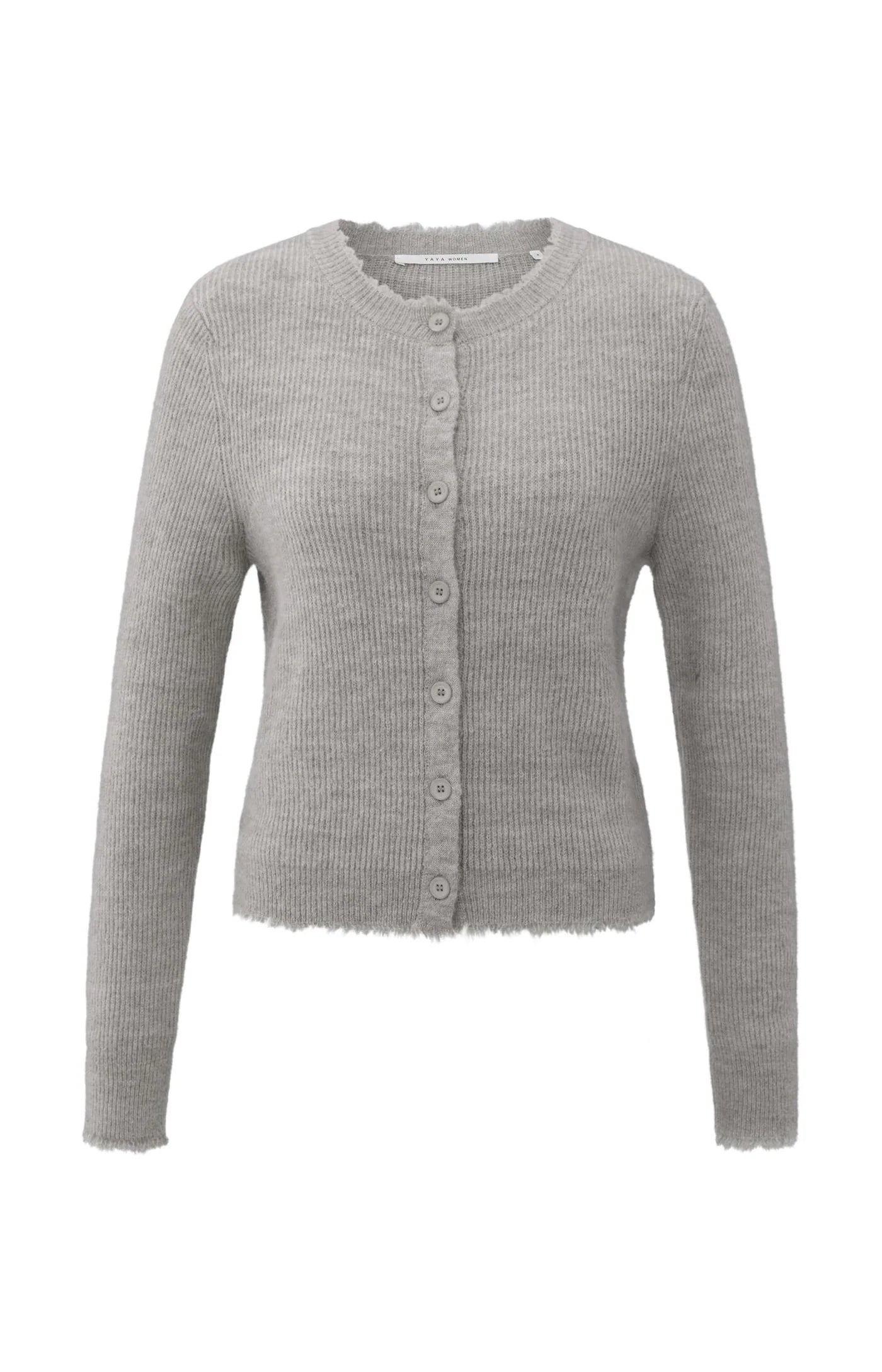 YAYA - Cardigan with Trim Detail in Taupe Grey Melange