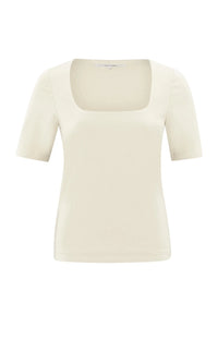 YAYA - Short-sleeve T-shirt with square neckline in Off White