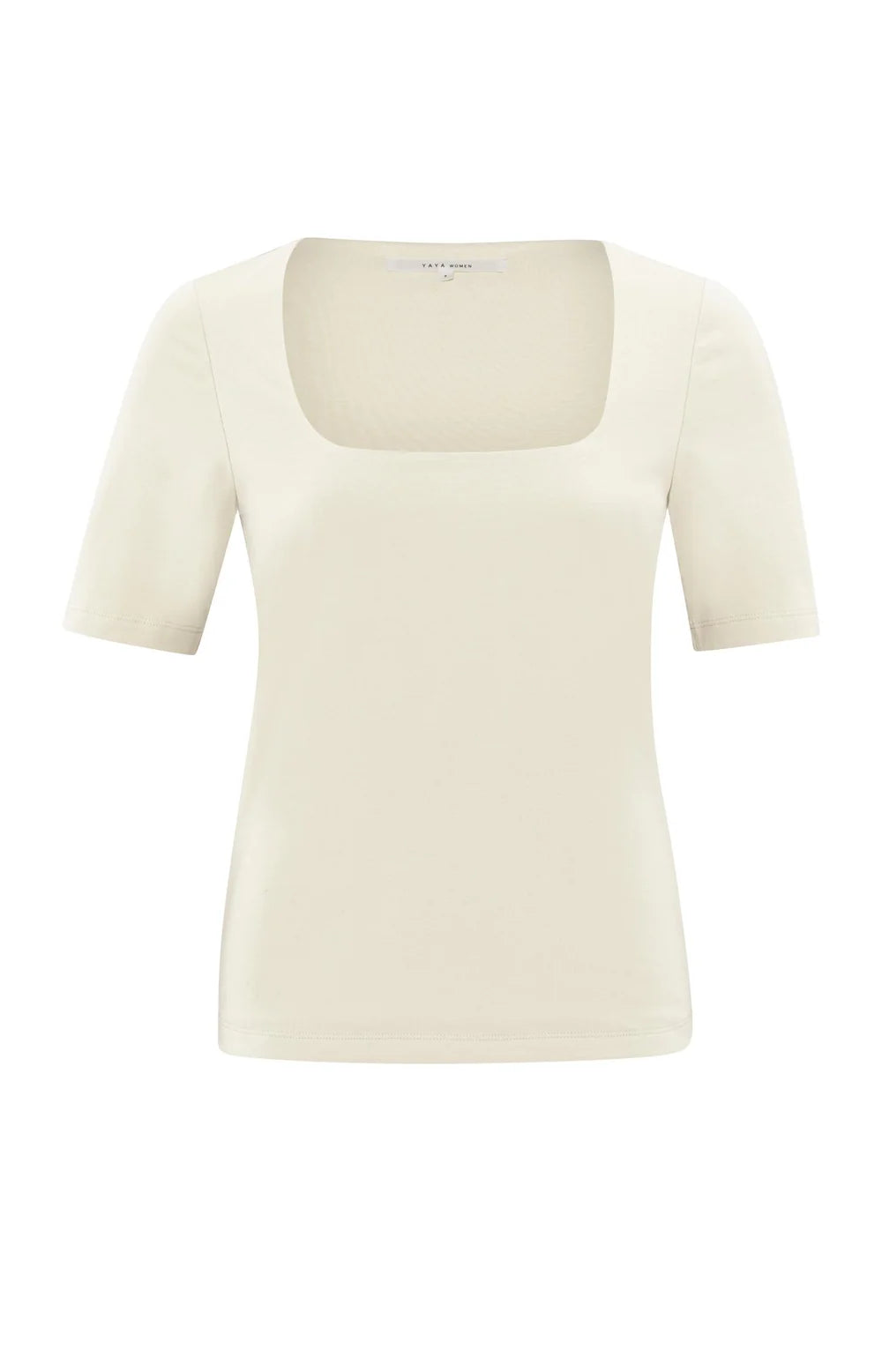 YAYA - Short-sleeve T-shirt with square neckline in Off White