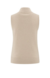 YAYA - Sleeveless Sweater with Zipper in Humus Beige Dessin