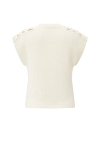 YAYA - Cable Details Sweater Top in Wool White