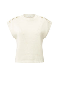 YAYA - Cable Details Sweater Top in Wool White