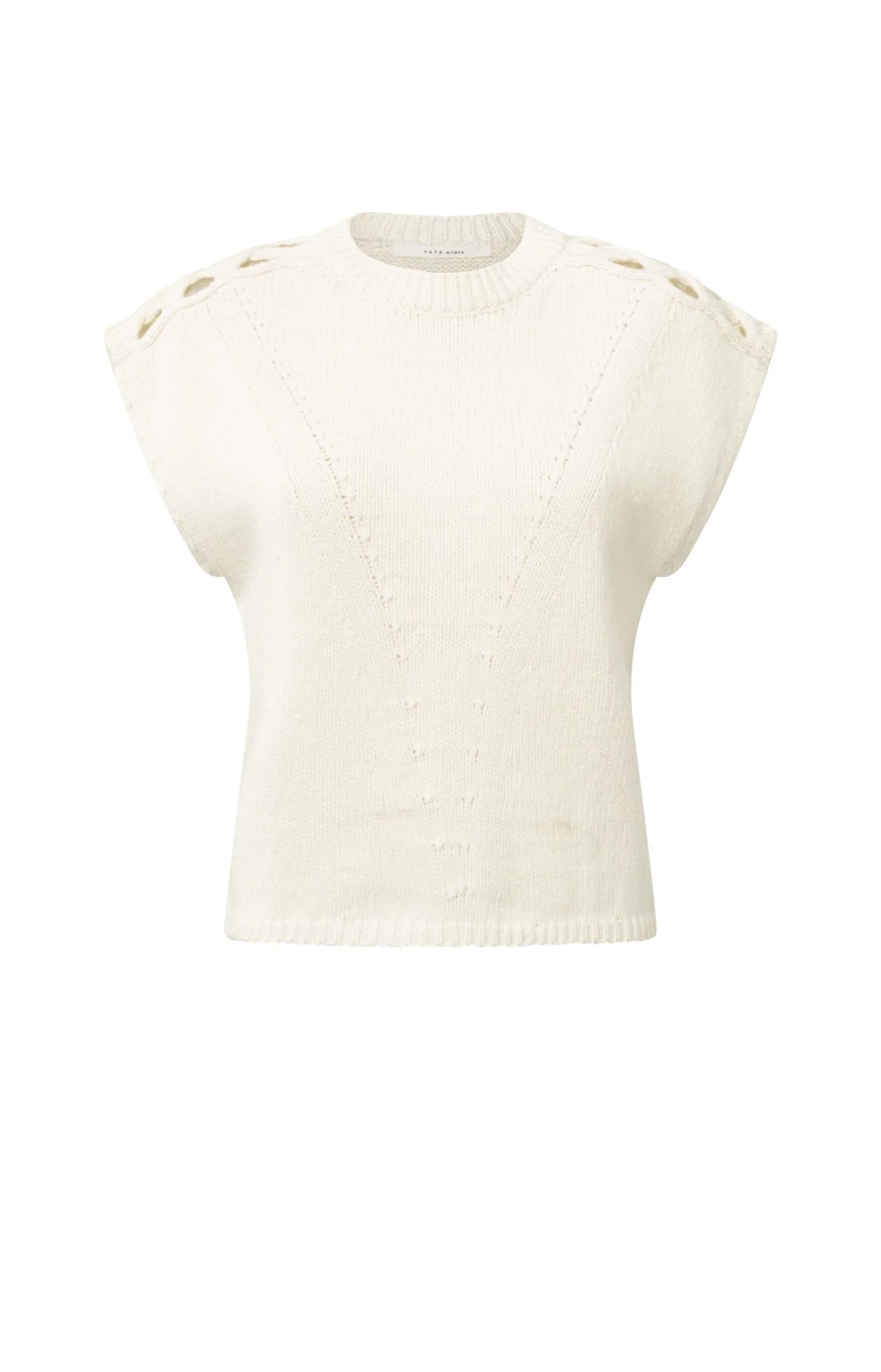 YAYA - Cable Details Sweater Top in Wool White