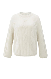 YAYA - Soft cable knit sweater in Wool White
