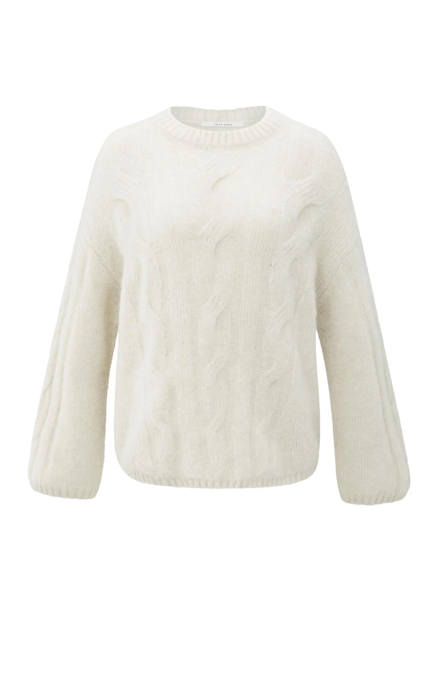 YAYA - Soft cable knit sweater in Wool White