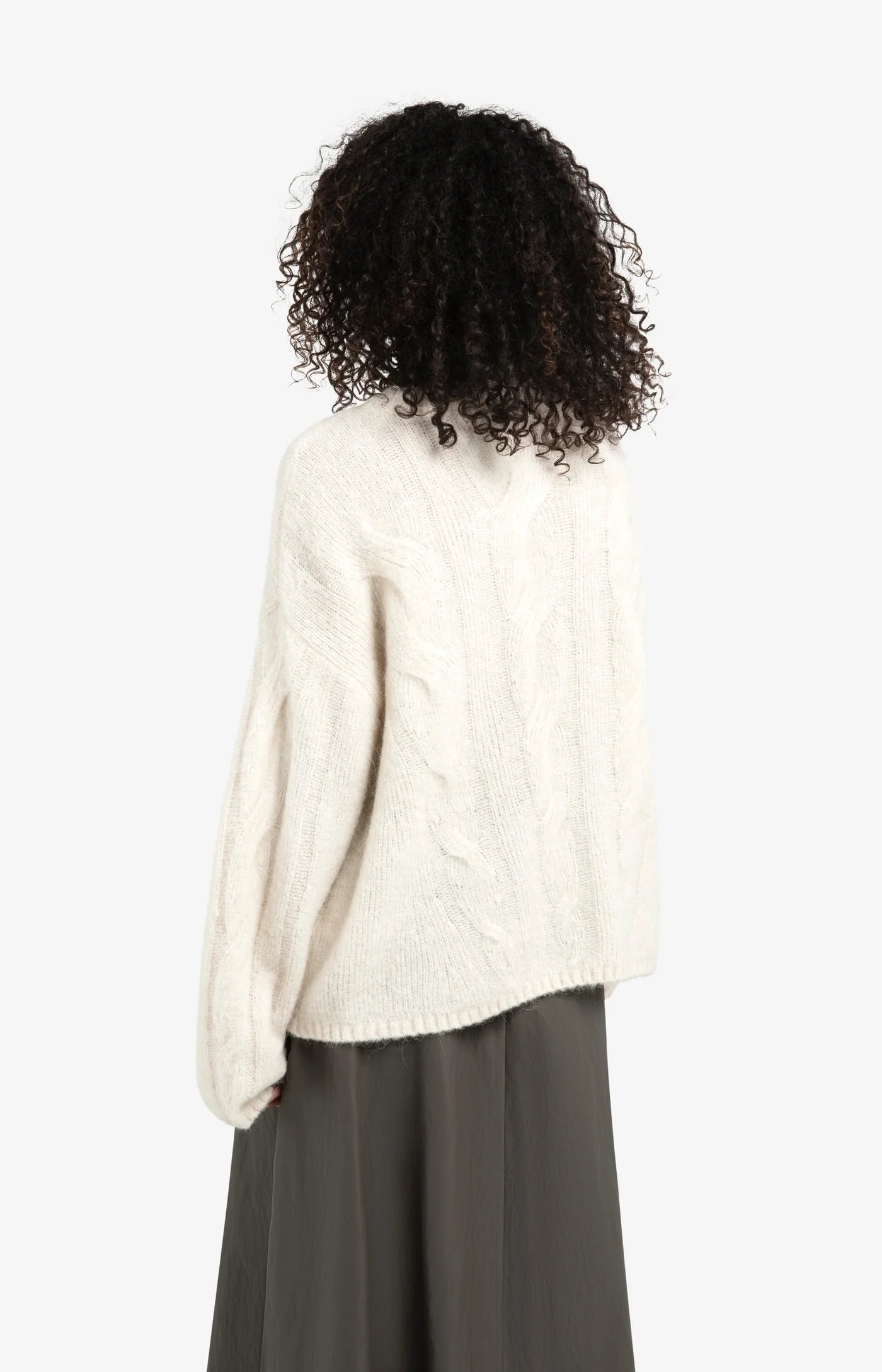 YAYA - Soft cable knit sweater in Wool White