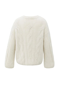 YAYA - Soft cable knit sweater in Wool White