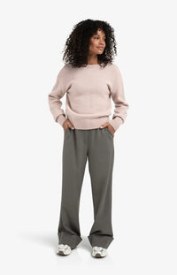 YAYA - V-Neck at Back Sweater in Shadow Grey Pink
