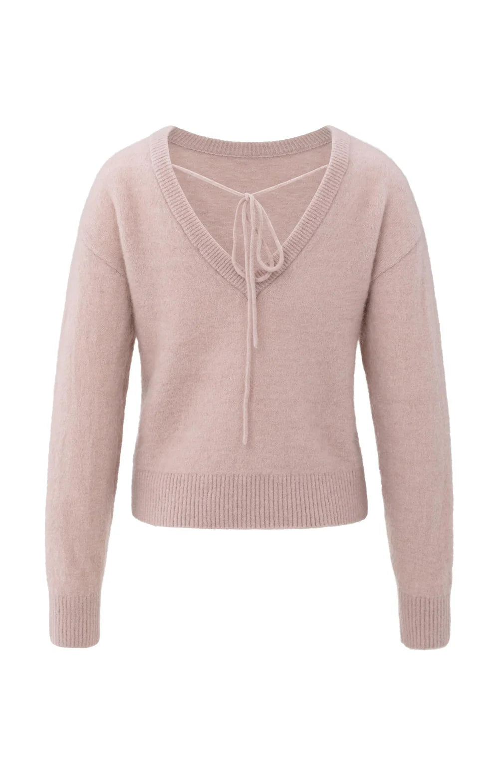 YAYA - V-Neck at Back Sweater in Shadow Grey Pink