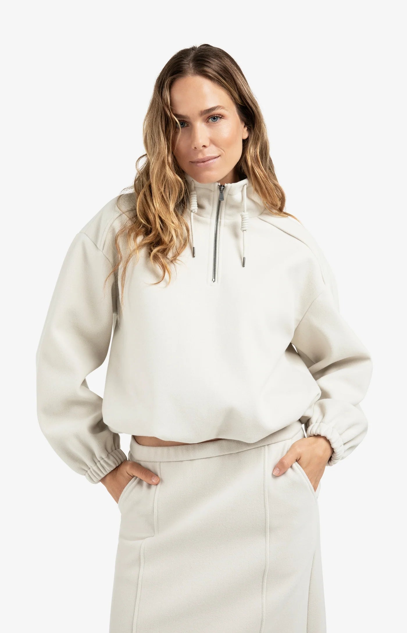 YAYA - Sweatshirt with balloon sleeves in Cloud Grey Melange