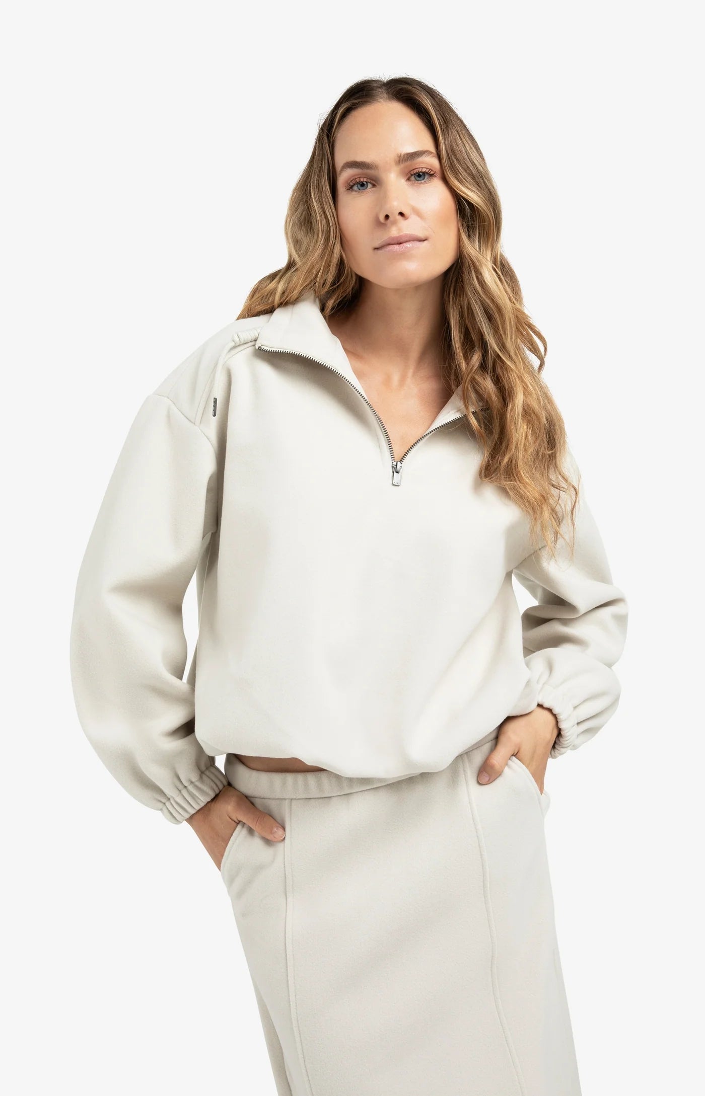 YAYA - Sweatshirt with balloon sleeves in Cloud Grey Melange