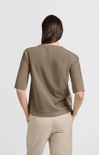 YAYA - T-Shirt with Sleeve Insert in Caribou Brown