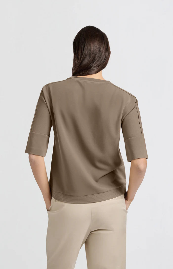 YAYA - T-Shirt with Sleeve Insert in Caribou Brown