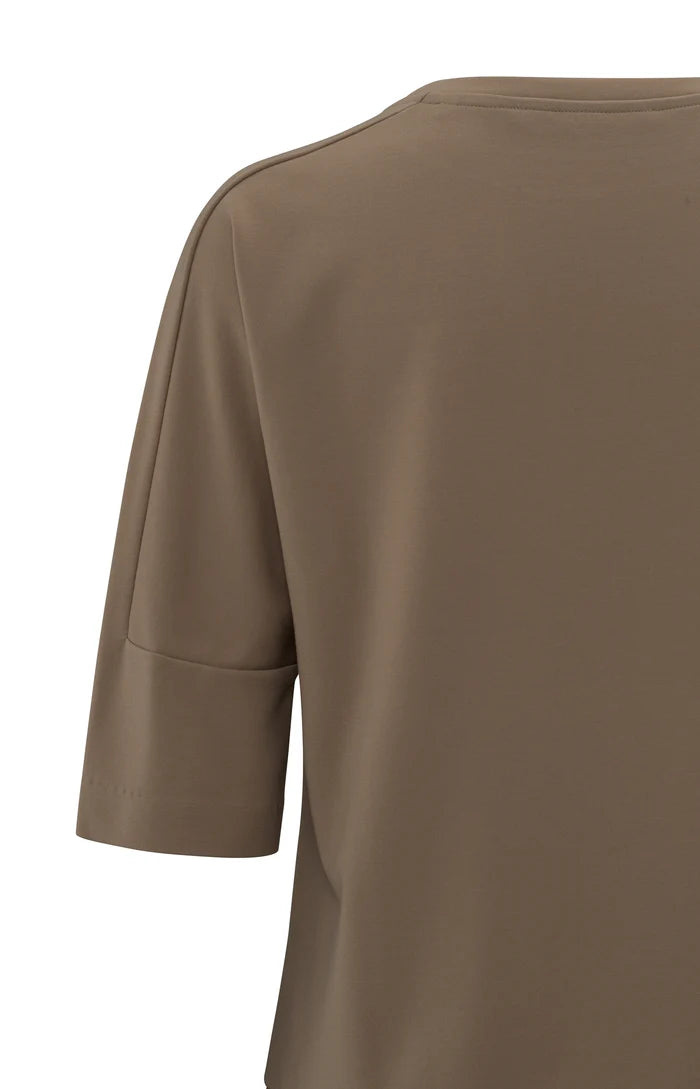 YAYA - T-Shirt with Sleeve Insert in Caribou Brown