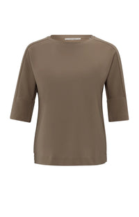 YAYA - T-Shirt with Sleeve Insert in Caribou Brown