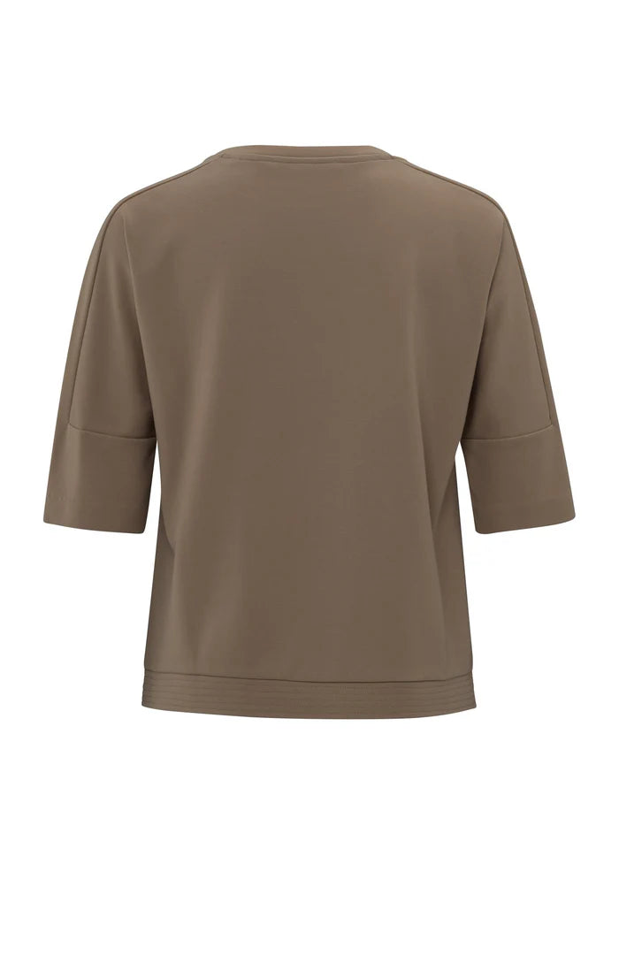 YAYA - T-Shirt with Sleeve Insert in Caribou Brown