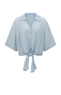 YAYA - Knotted Crinkle Top in Baby Blue