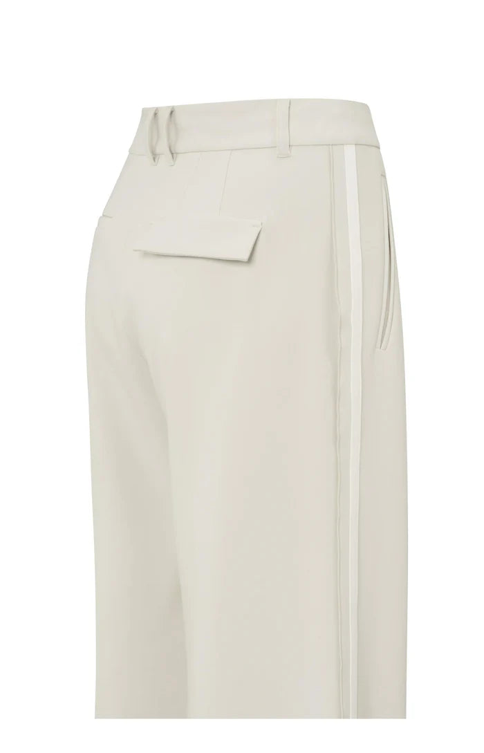 YAYA - Wide Leg Trousers with Stripe in Soft Grey