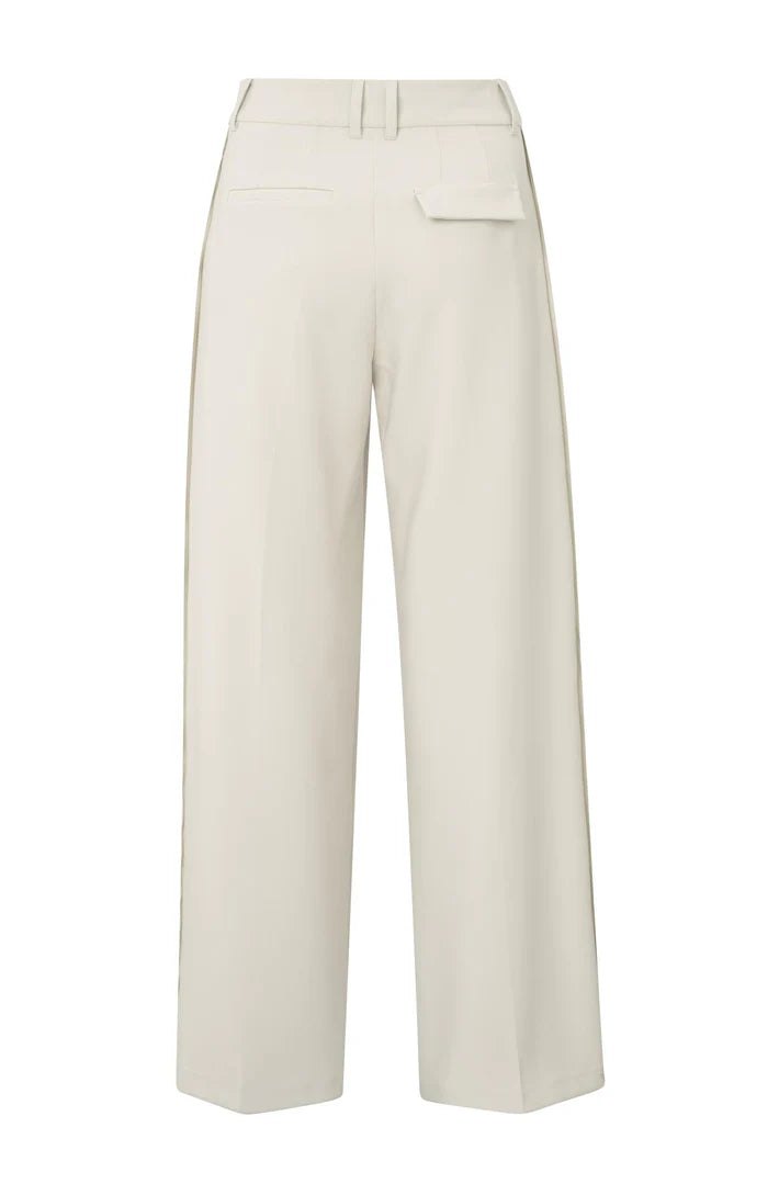 YAYA - Wide Leg Trousers with Stripe in Soft Grey