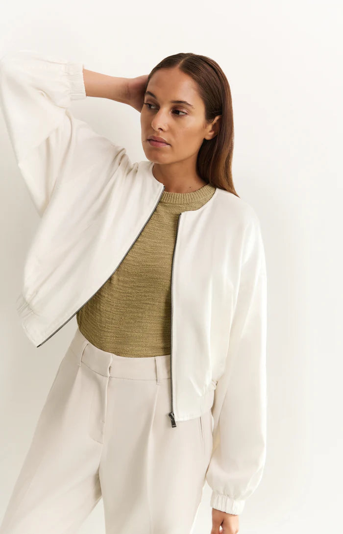 YAYA - Wide Leg Trousers with Stripe in Soft Grey