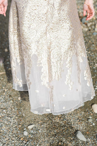 TERI JON - Leoni - Metallic Jacquard Organza Dress - Champagne