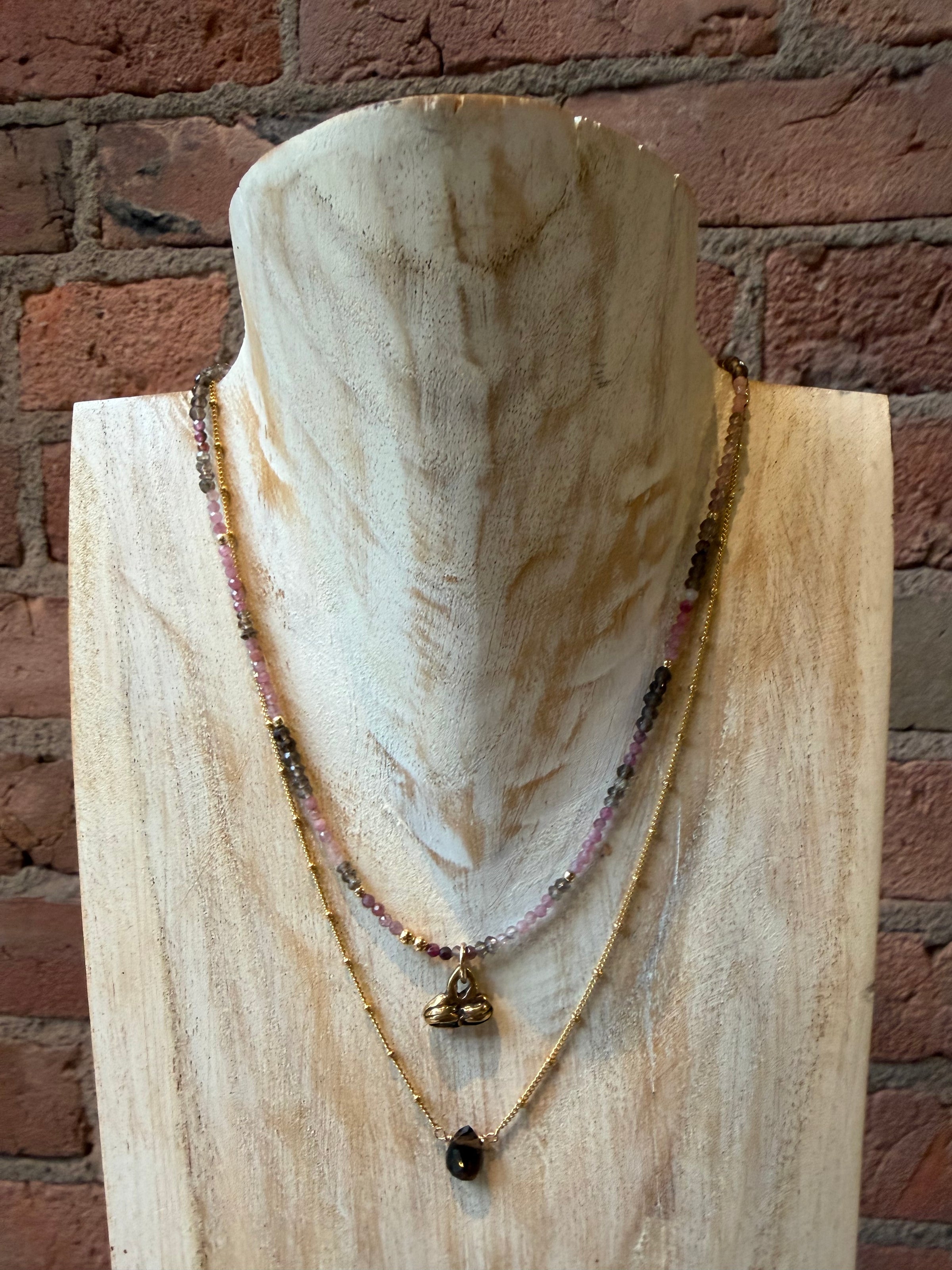 Studio Skanda by Mary Wakefield - Pink Tourmaline with Bronze Pendant Necklace