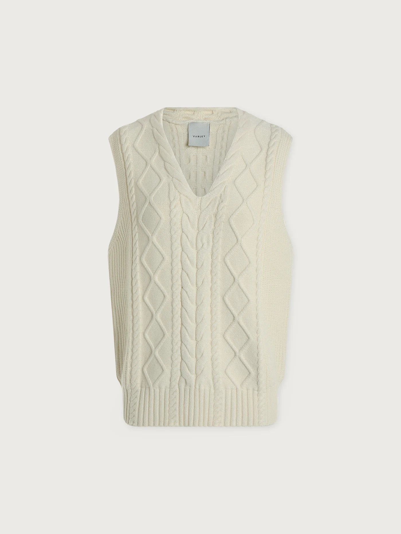 Varley - Kay Cable Knit Vest in Snow White – Bernstein & Gold Varley - Kay Cable Knit Vest in Snow White – Bernstein & Gold