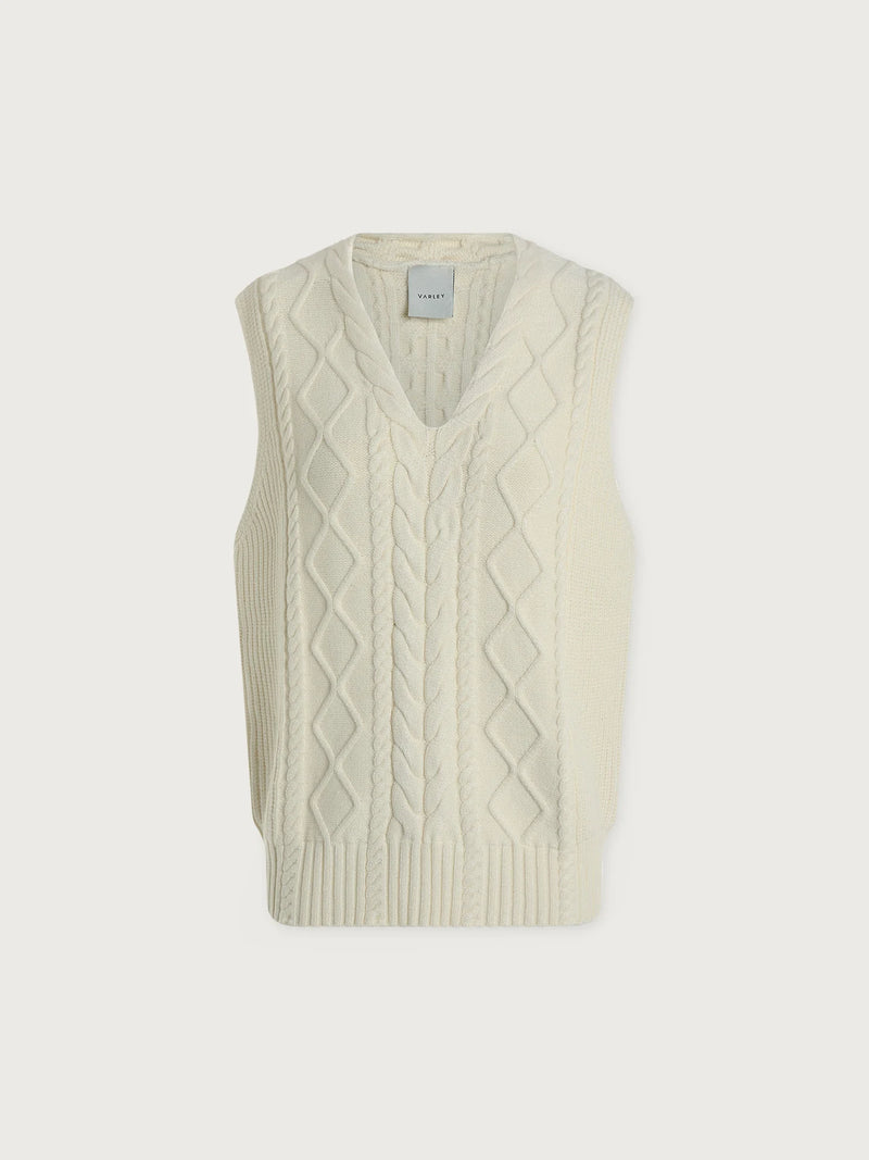 Varley - Kay Cable Knit Vest in Snow White