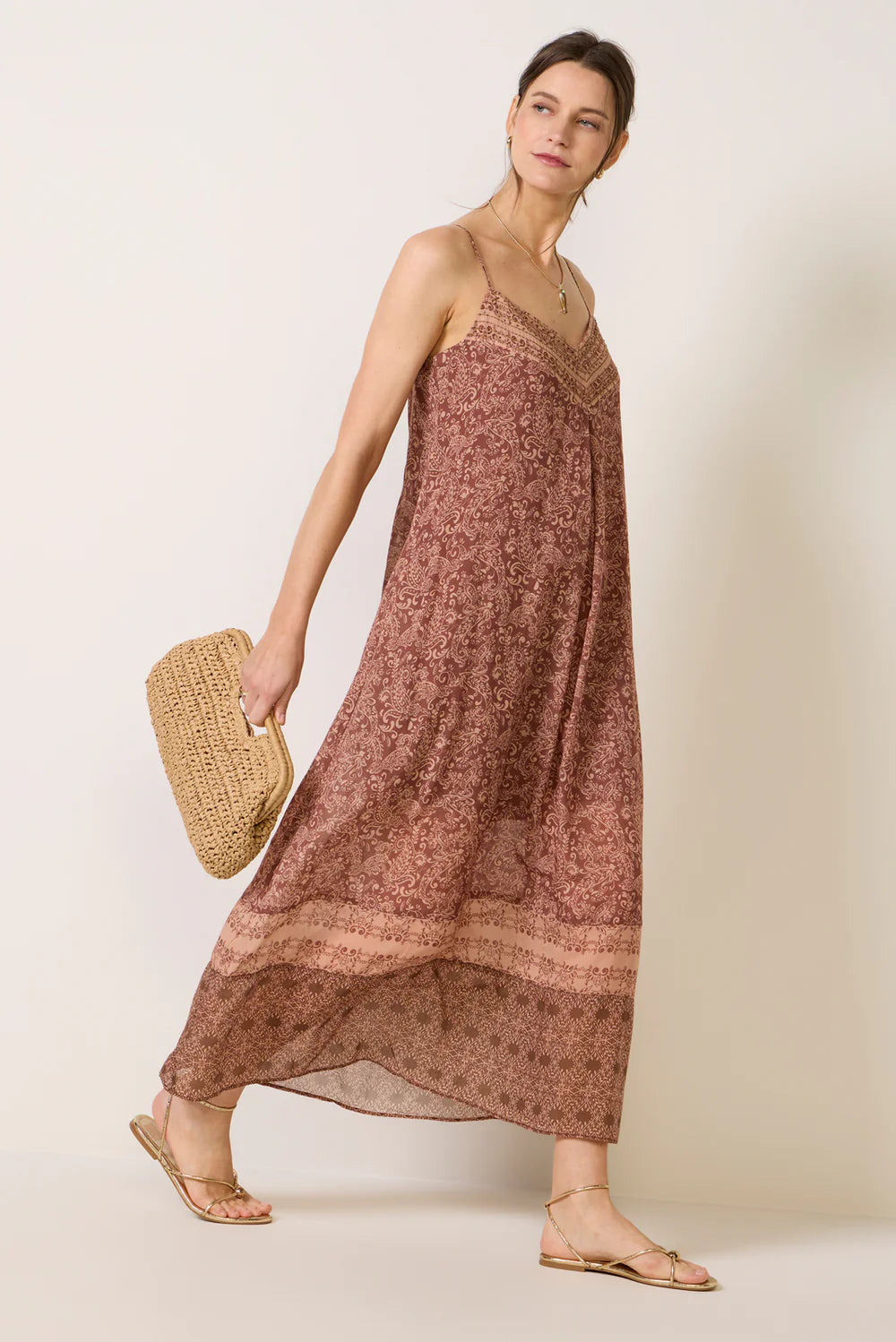 Sanctuary - Coastal V-Neck Maxi Dress in Mosaic Clay