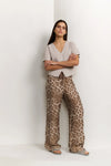 YAYA - Woven Printed Wide Leg Trousers in Milk Brown Desin