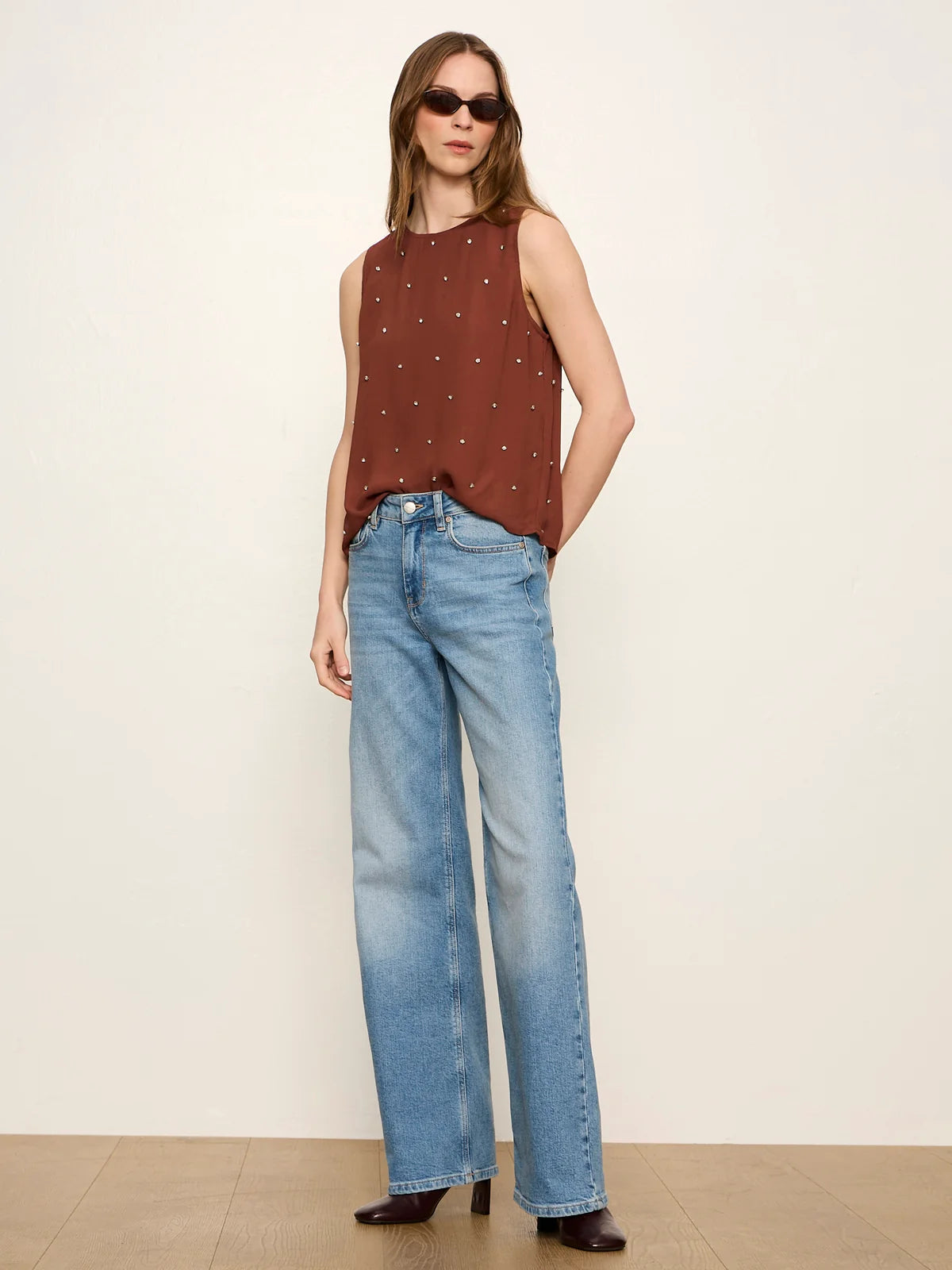 Sanctuary - Margo Embellished Shell Top in Burnt Cocoa