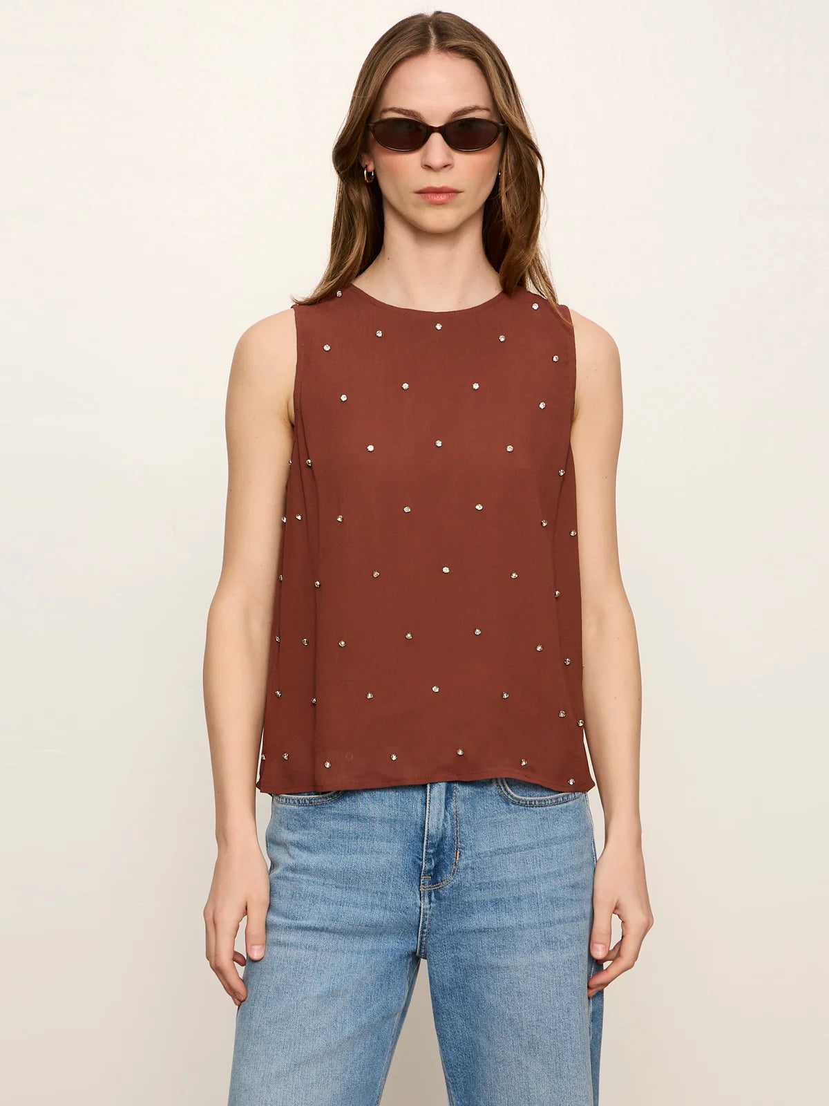 Sanctuary - Margo Embellished Shell Top in Burnt Cocoa