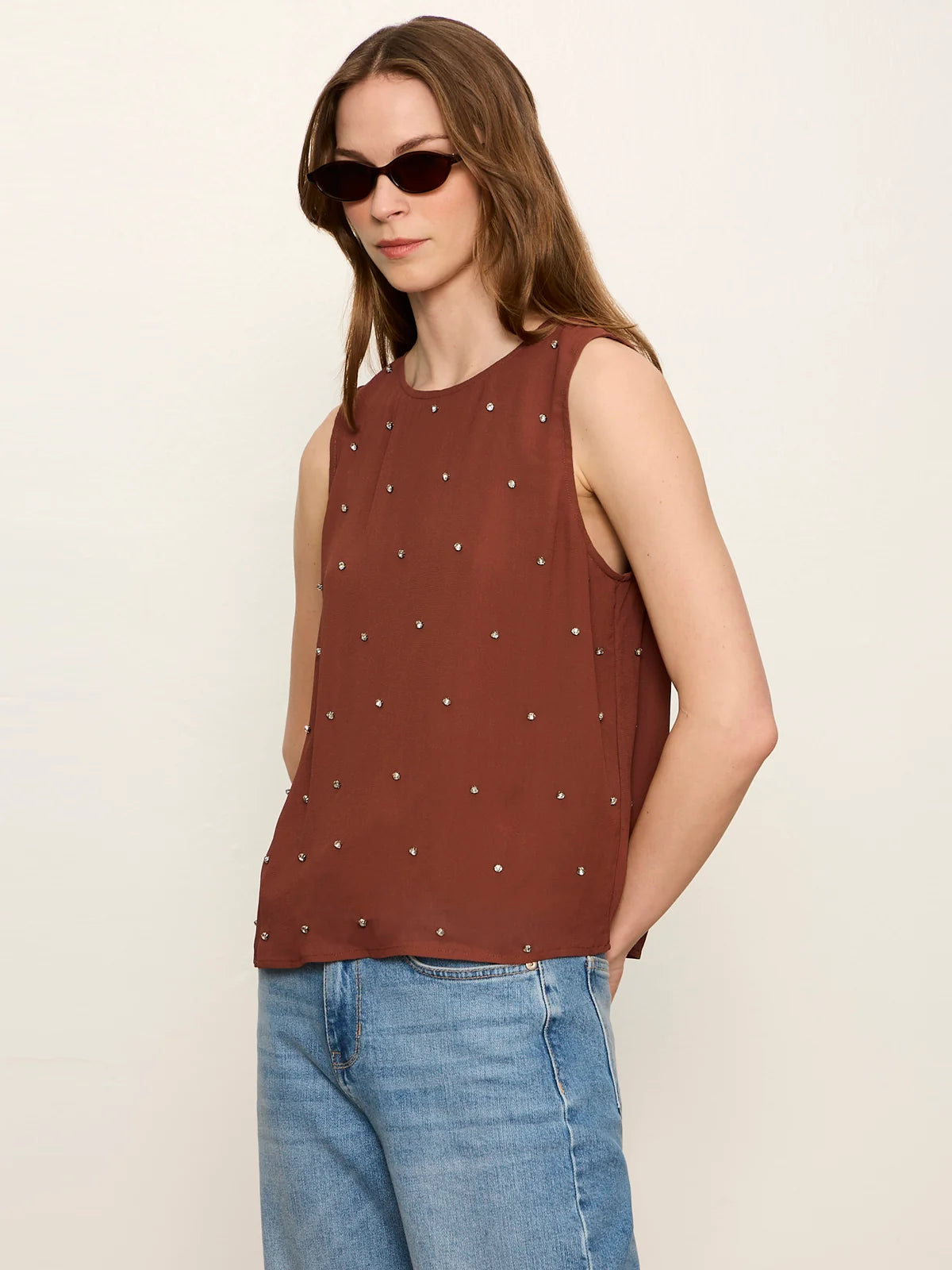 Sanctuary - Margo Embellished Shell Top in Burnt Cocoa