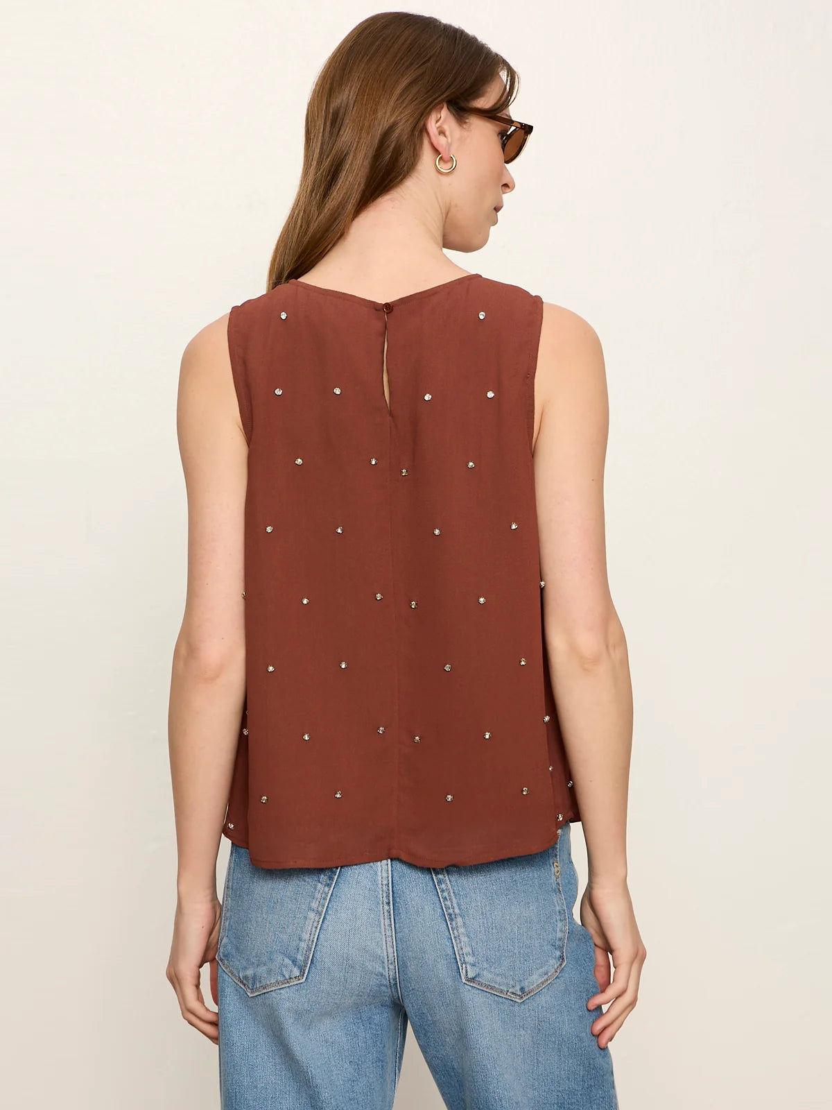 Sanctuary - Margo Embellished Shell Top in Burnt Cocoa