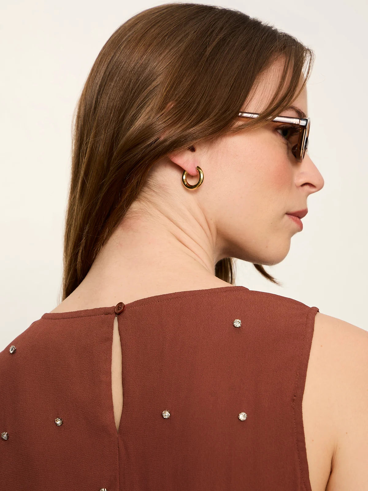 Sanctuary - Margo Embellished Shell Top in Burnt Cocoa
