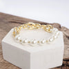 PennyLine inc. - Golden Chain and Large Pearls Beads Bracelet