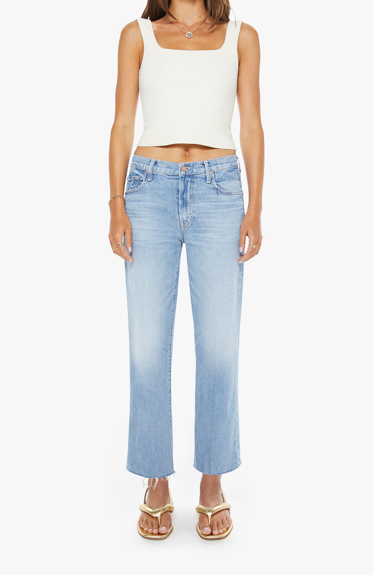 MOTHER - Mid Rise Rambler Zip Ankle Fray in Comeback Kid