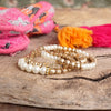 PennyLine inc. - Pearls and Antique Gold Beaded Bracelet Set