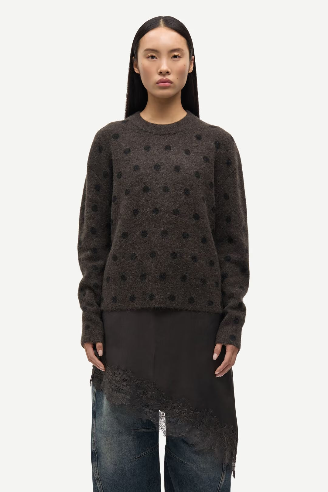 Samsøe Samsøe - Anour o-n Sweater in Mulch Dott