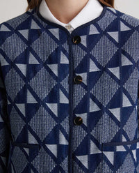 YERSE - Jacquard Short Jacket in Indigo