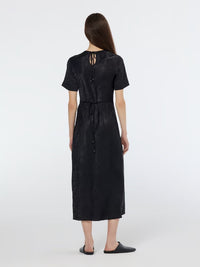 Scotch & Soda - Midi Crushed Satin Wrap Dress in Black