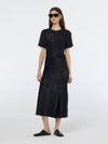 Scotch & Soda - Midi Crushed Satin Wrap Dress in Black