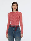 Scotch & Soda - Floral Lace Long Sleeve Shirt in Dusty Red