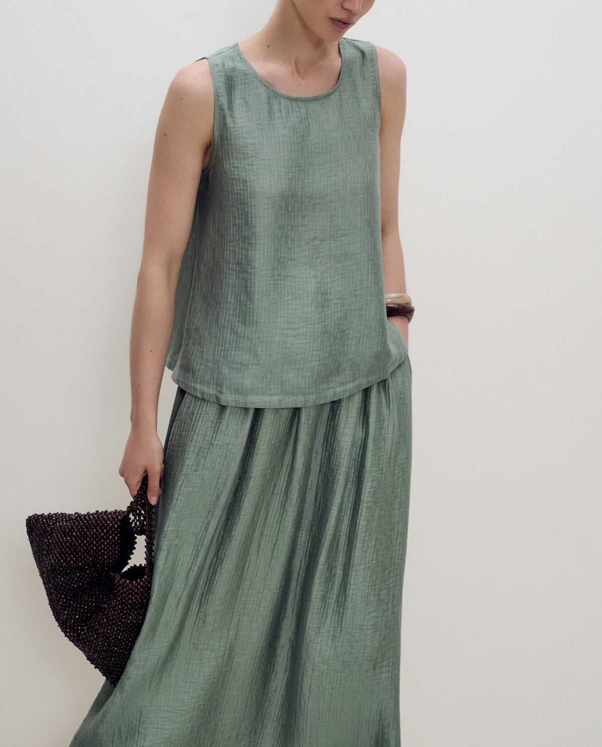 YERSE - Round Neck Top in Turquesa