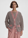 Varley - Tiffany Textured Knit Cardigan in Woodrose Multi Stitch